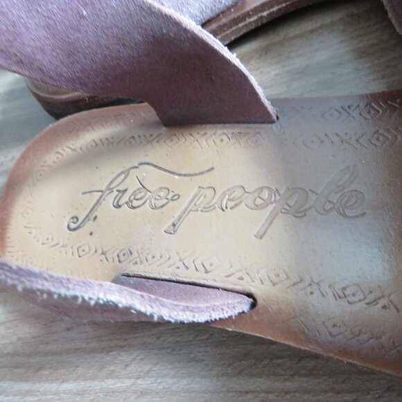 FREE PEOPLE Torrence Ankle Wrap Suede Sandals in Mauve Purple Boho - Size US 6.5 - Picture 10 of 16